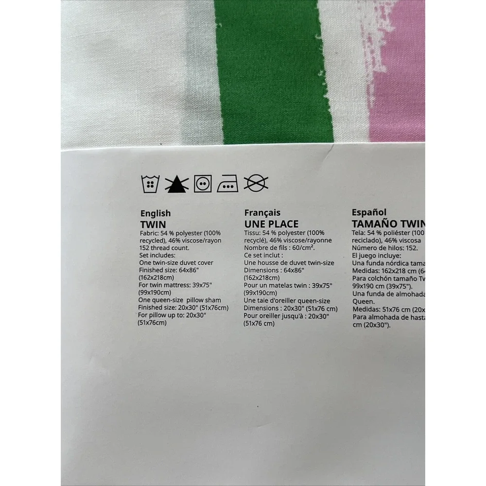 New IKEA SYRABLADMAL Twin Duvet Cover Set with Pillowcase Multicolor/Check